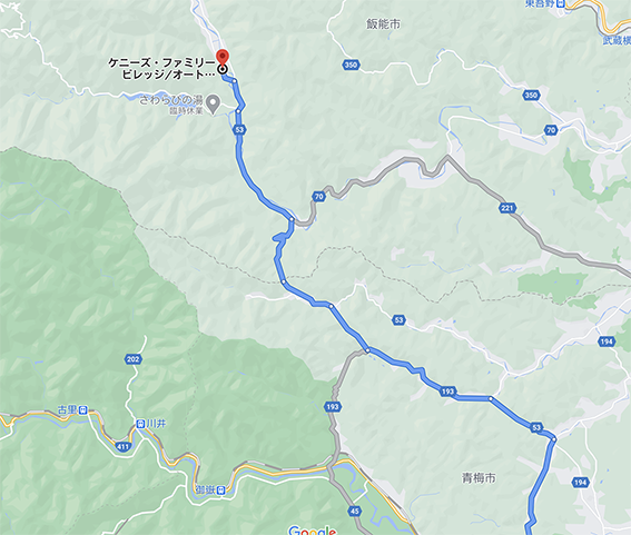 キャンプ場への地図